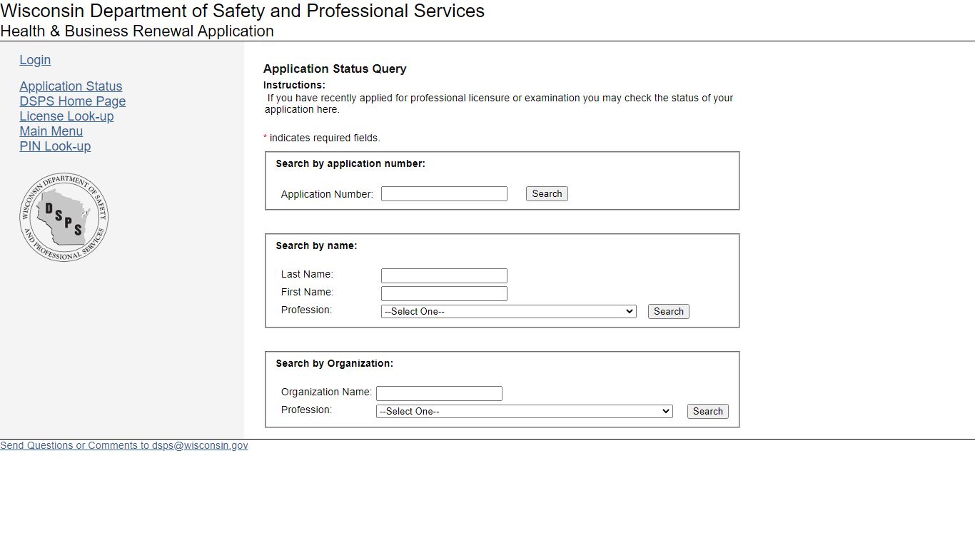 Wisconsin DRL - Credential Application Status